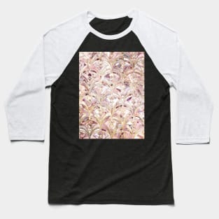 Dusty Rose and Coral Art Deco Marbling Pattern Baseball T-Shirt